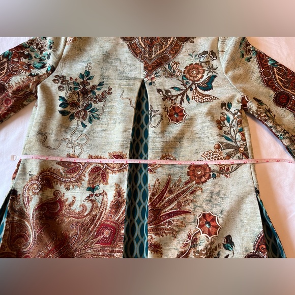 Chico’s Mixed Floral Geometric Kimono Jacket Blue Chico’s Size 00P US 2P EUC - Picture 6 of 8